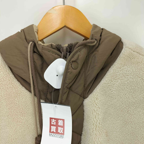 ザラ ZARA キルティング切り替え ボア 中綿 フーデットジャケット メンズ import:M