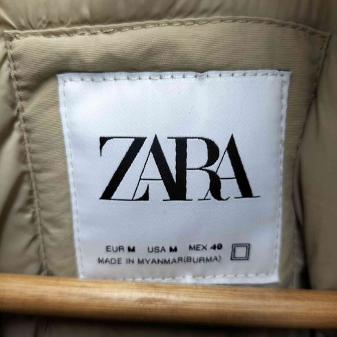 ザラ ZARA キルティング切り替え ボア 中綿 フーデットジャケット メンズ import:M