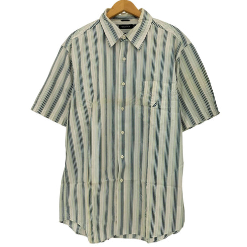 ノーティカ NAUTICA 00S 80s TWO-PLY COTTON デサント製 ストライプ S/S シャツ オーバーサイズ メンズ JPN:XL