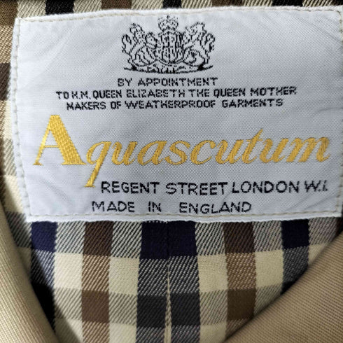 アクアスキュータム AQUASCUTUM 70-80S 英国製 AQUA5 裏地チェック チンストラップ トレンチコート メンズ