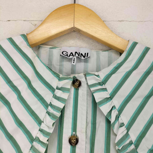 ガニー Ganni ストライプフリルブラウス レディース JPN:34