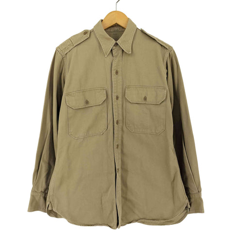 ユーエスアーミー U.S. ARMY 40s STAND-UP-COLLAR 8.2.OZ ミリタリーシャツ マチ付き メンズ 15x33