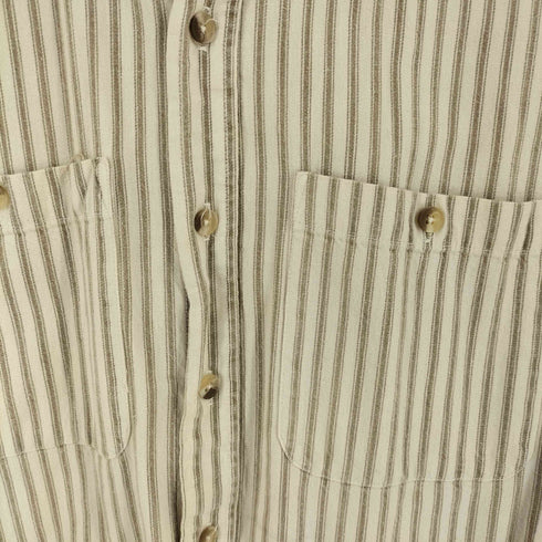 バナナリパブリック BANANA REPUBLIC 80s 初期タグ MADE IN USA 両ポケ コットンストライプL/Sシャツ メンズ import:S