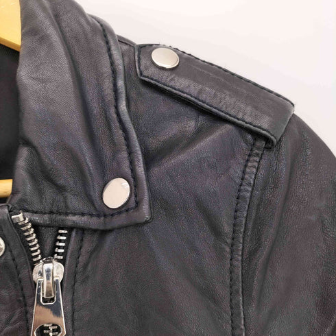 ベルシュカ BERSHKA 羊革 シープスキン レザー クロップド ジャケット ライダース レディース JPN:L