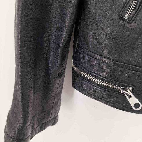 ベルシュカ BERSHKA 羊革 シープスキン レザー クロップド ジャケット ライダース レディース JPN:L