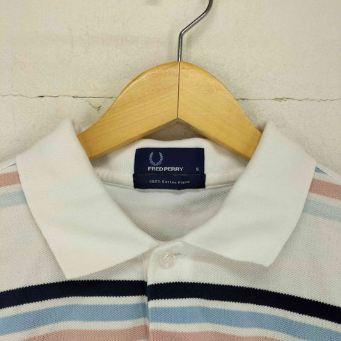 フレッドペリー FRED PERRY 鹿の子 ロゴ刺繍ボーダーS/S ポロシャツ メンズ JPN:S