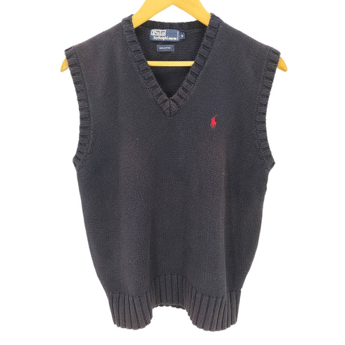 ポロバイラルフローレン Polo by RALPH LAUREN ポニー刺繍ロゴ Vネック コットンニットベスト メンズ import:M