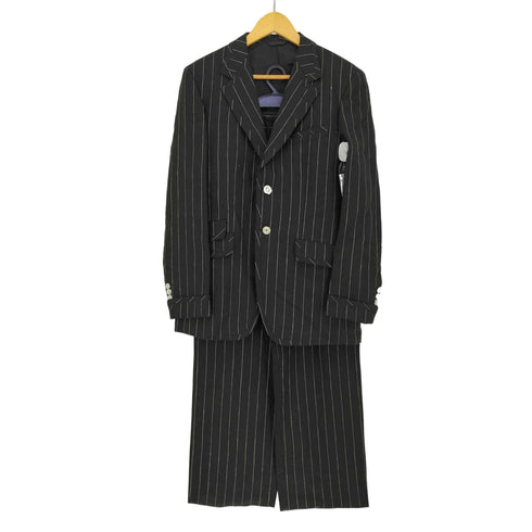 ポールスミスコレクション Paul Smith COLLECTION ストライプ 背抜き 2B リネン100 テーラードジャケット ボタンフライ ワイド スラックス セットアップ メンズ JPN:L