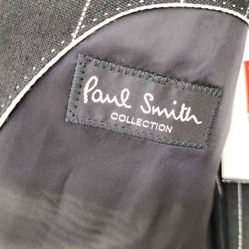 ポールスミスコレクション Paul Smith COLLECTION ストライプ 背抜き 2B リネン100 テーラードジャケット ボタンフライ ワイド スラックス セットアップ メンズ JPN:L
