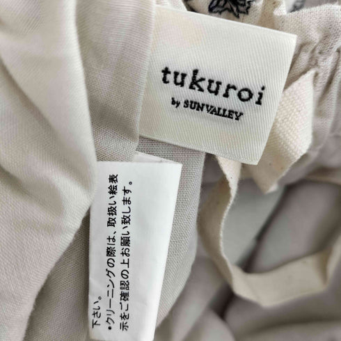 tukuroi by SUNVALLEY 綿麻 平織 総柄 刺 タックスカート レディース JPN:M