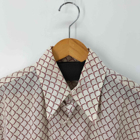 70S 総柄シャツ 襟芯 ビックカラー メンズ