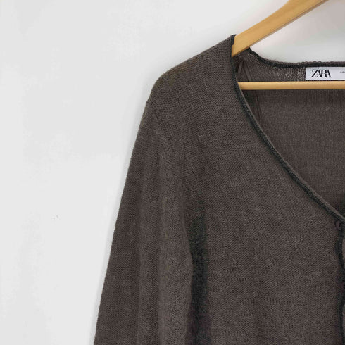 ザラ ZARA ROLLED EDGE KNIT CARDIGAN レディース import:M