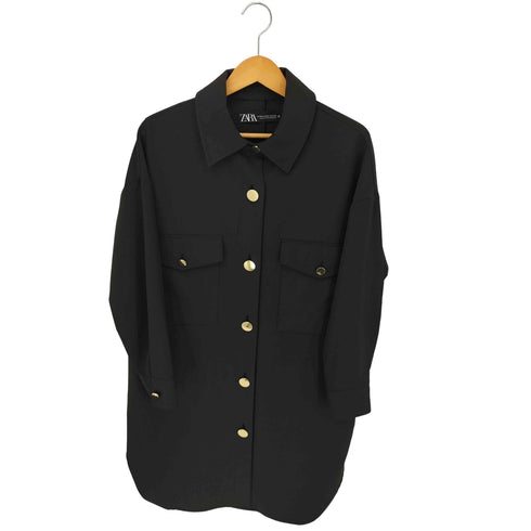 ザラ ZARA 金ボタンシャツブルゾン レディース import:XS