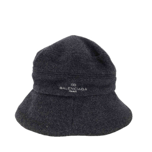 バレンシアガ BALENCIAGA ロゴ刺繍 ウールバケットハット レディース