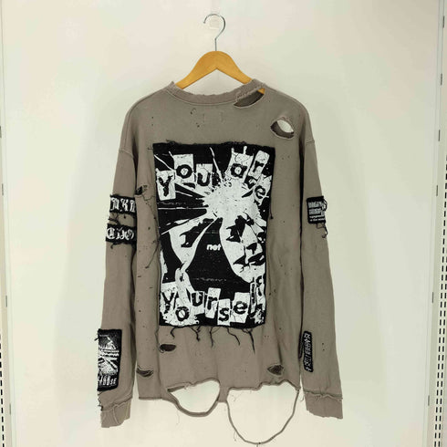 ダンケシェーン Danke Schon ダメージ加工 ステッチ クルーネックスウェット メンズ FREE