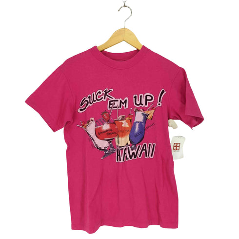 ヘインズ Hanes 80s MADE IN USA シングルステッチ SUCK EM UP HAWAII S/S TEE レディース JPN:M