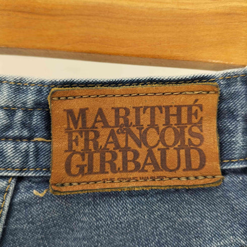 マリテフランソワジルボー MARITHE FRANCOIS GIRBAUD 90-00S 日本製 ANTIQUE ステッチデザイン ボタンフライ ストレート デニムパンツ メンズ S