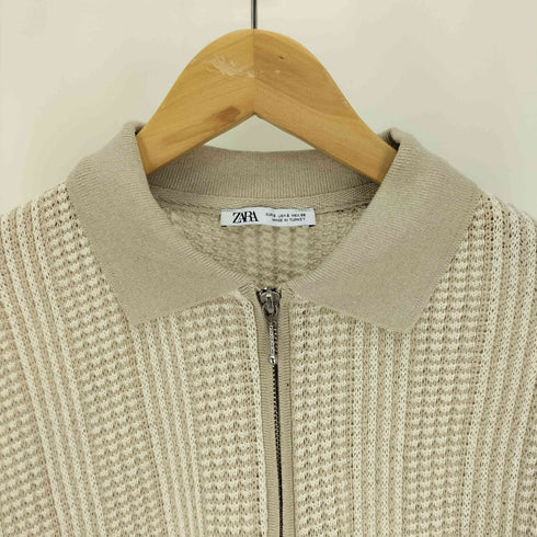 ザラ ZARA TEXTURED ZIP POLO SHIRT ハーフジップ ローゲージ ニット ポロ メンズ import:S