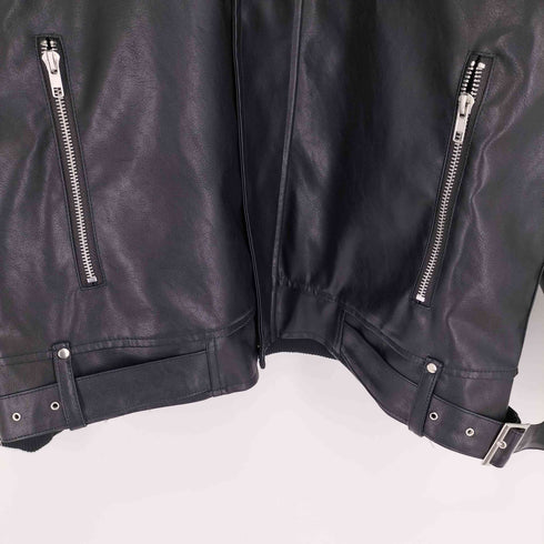 CREARE LINO フェイクレザー ビックシルエット 比翼ブルゾン メンズ JPN:M