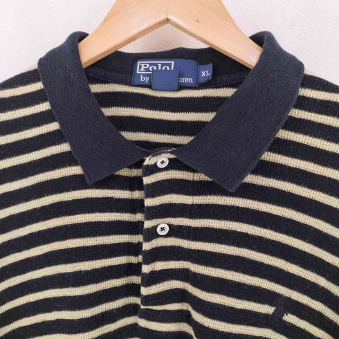 ポロバイラルフローレン Polo by RALPH LAUREN ポニー刺繍 ボーダー ニットポロシャツ メンズ import:XL