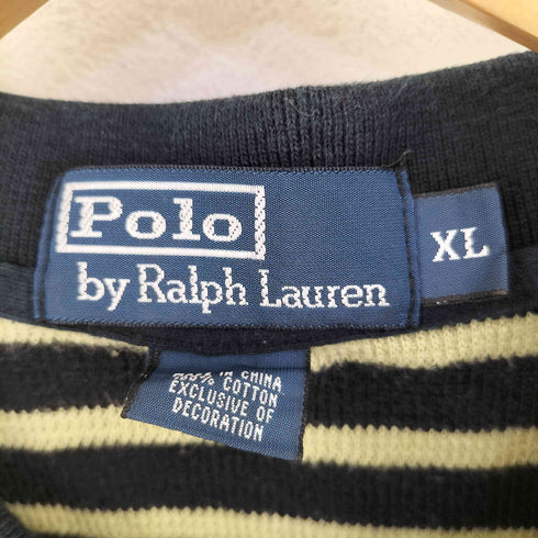 ポロバイラルフローレン Polo by RALPH LAUREN ポニー刺繍 ボーダー ニットポロシャツ メンズ import:XL