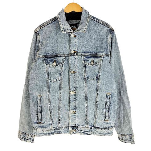 ザラ ZARA デニムトラッカージャケット ウォッシュド加工 ダメージ メンズ import:L