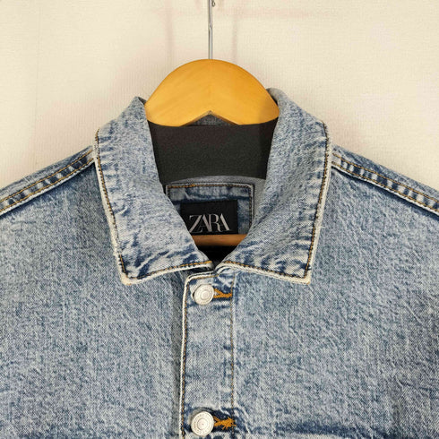 ザラ ZARA デニムトラッカージャケット ウォッシュド加工 ダメージ メンズ import:L