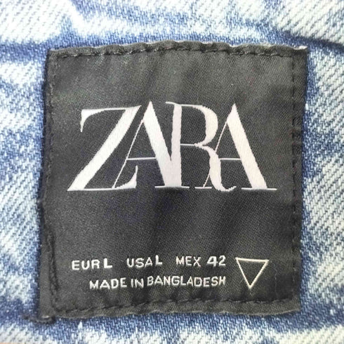 ザラ ZARA デニムトラッカージャケット ウォッシュド加工 ダメージ メンズ import:L