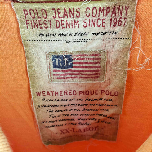 ポロジーンズカンパニーラルフローレン POLO JEANS COMPANY RALPH LAUREN RL星条旗刺繍 オーバーサイズコットンポロシャツ メンズ import:XXL
