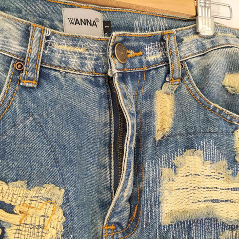 ワナ WANNA L.F.S.E 55 Distressed JEANS クラッシュリペア加工デニムパンツ メンズ 1