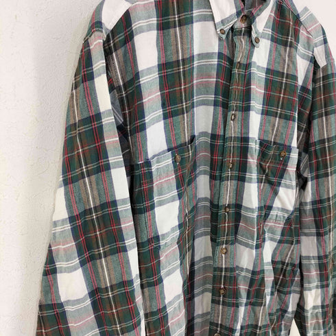エディーバウアー Eddie Bauer 黒タグ後期 BAINBRIDGE FLANNNEL コットンネルシャツ メンズ import:L
