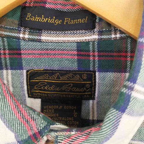エディーバウアー Eddie Bauer 黒タグ後期 BAINBRIDGE FLANNNEL コットンネルシャツ メンズ import:L