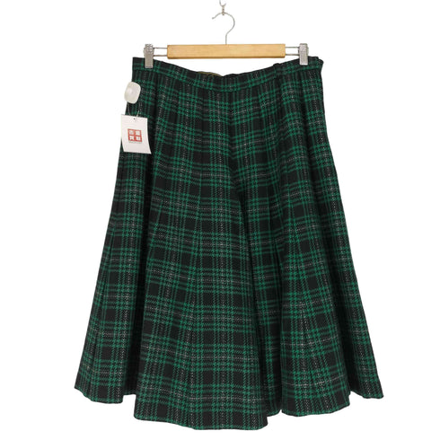 レリアン Leilian チェック柄 ウールプリーツパンツ レディース 13+