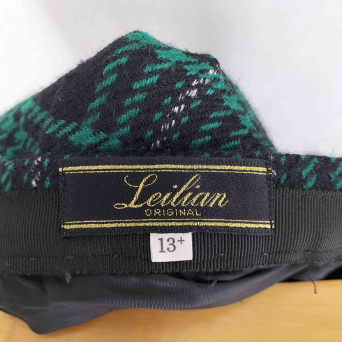 レリアン Leilian チェック柄 ウールプリーツパンツ レディース 13+