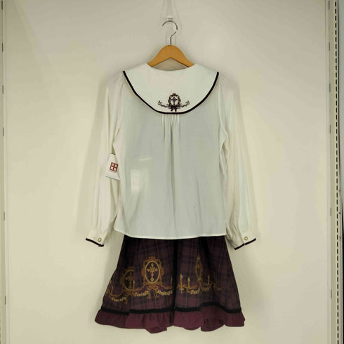 Amavel クロス刺繍チェックジャンスカ&クロス刺繍ブラウス セット レディース FREE