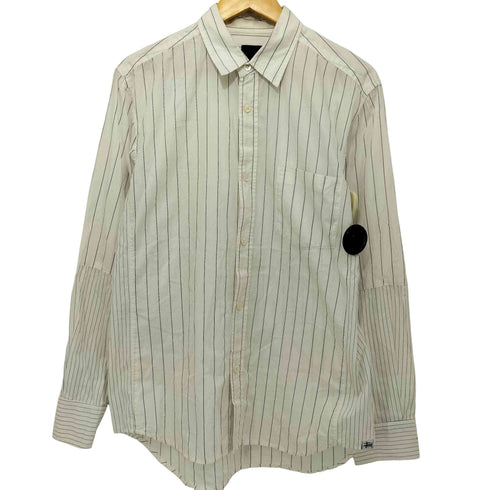 ステューシー Stussy USA製 紫タグ ストライプ柄パッチワーク長袖シャツ メンズ L