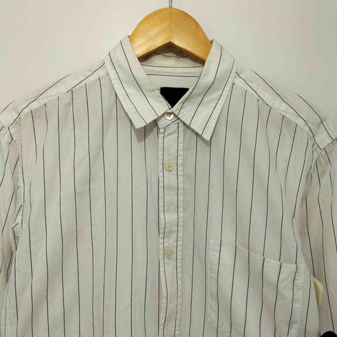 ステューシー Stussy USA製 紫タグ ストライプ柄パッチワーク長袖シャツ メンズ L