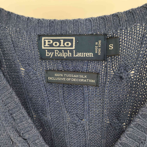 ポロバイラルフローレン Polo by RALPH LAUREN ポニー 刺繍 TUSSAH SILK シルク ケーブル ニット ベスト メンズ import:S