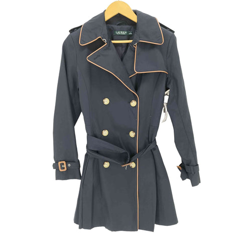 ローレンラルフローレン LAUREN RALPH LAUREN レザーパイピングトレンチコート レディース import:S
