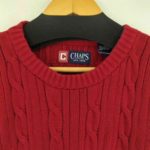 チャップス CHAPS ロゴ刺繍 クルーネックコットンニット メンズ import:XL