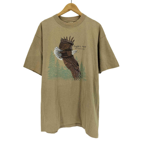 PRAIRIE MOUNTAIN 90S USA製 Eagles Nest シングルステッチ バード アニマル プリント S/S Tシャツ メンズ import:XL