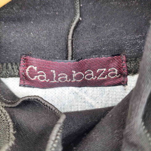 calabaza ハイネック総柄 L/S レースアップトップス レディース