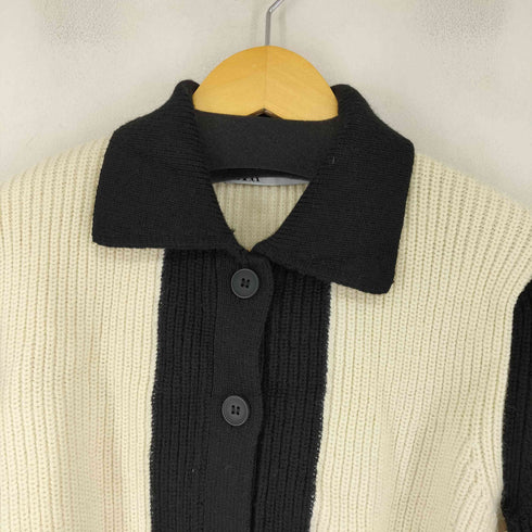 ザラ ZARA コントラスト アクリル ニット カーディガン レディース M