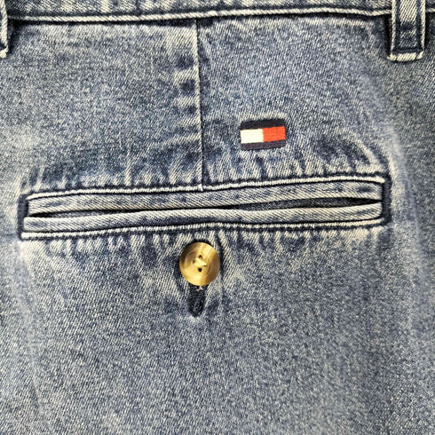 トミーヒルフィガー TOMMY HILFIGER 裏地ストライプ コットン デニムハーフパンツ メンズ FR:36-38