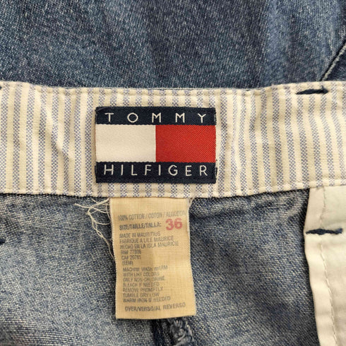 トミーヒルフィガー TOMMY HILFIGER 裏地ストライプ コットン デニムハーフパンツ メンズ FR:36-38