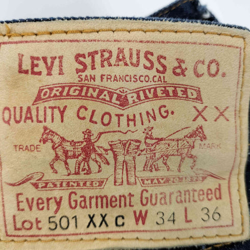 リーバイス Levis 90S 98年製 11月 USA製 1937年復刻 BIGE 501XXC デニムパンツ ボタン裏555刻印 バレンシア工場 セルビッチ 濃紺 メンズ W34 L36