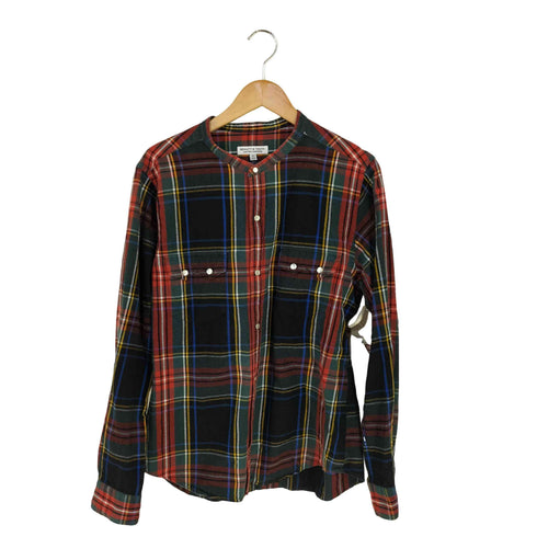 ビューティーアンドユースユナイテッドアローズ BEAUTY & YOUTH UNITED ARROWS タータンチェック バンドカラー ウエスタン シャツ メンズ JPN:XL