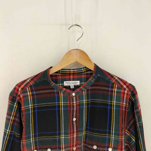ビューティーアンドユースユナイテッドアローズ BEAUTY & YOUTH UNITED ARROWS タータンチェック バンドカラー ウエスタン シャツ メンズ JPN:XL