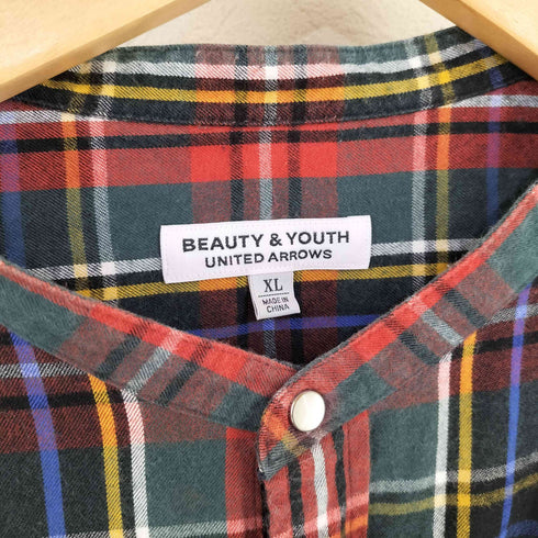 ビューティーアンドユースユナイテッドアローズ BEAUTY & YOUTH UNITED ARROWS タータンチェック バンドカラー ウエスタン シャツ メンズ JPN:XL