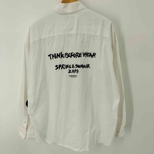 ヨシオクボグランドフロア yoshiokubo GROUNDFLOOR 18SS THINK BEFORE WEAR コットンバックプリントレギュラーカラーシャツ メンズ JPN:3